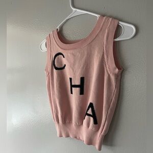 100% Authentic CHANEL Sleeveless Top with Lettering